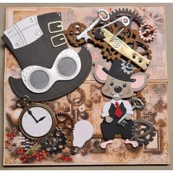 Dies/sk�re stencils, By Lene's BLD1871 - Steampunk; Tandhjul