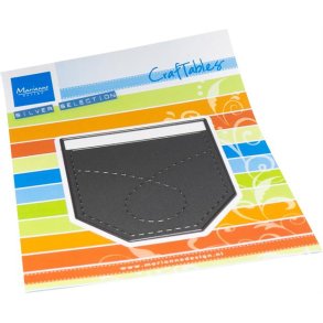 Dies/skre stencil, lomme m/stikninger, Marianne Design CR1627