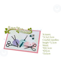 Dies/skre stencils, Leane Creatief 45.9433, Garnngler, hklenle, sakse &amp; sikkerhedsnle