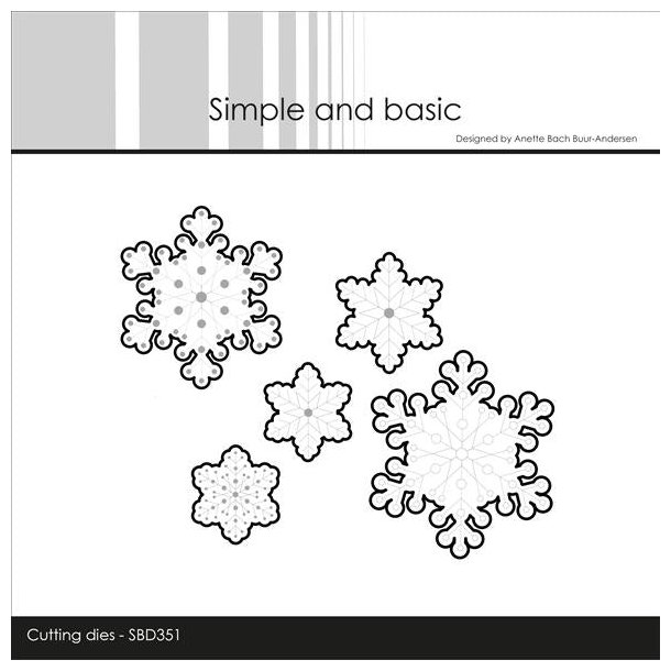 Dies/skre stencil, Simple&Basic, SBD351, Omrids til snefnug SBC165