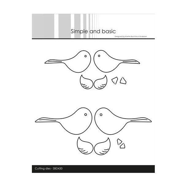 Dies/skre stencil, Simple&Basic, SBD430, Symmetriske fugle