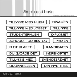 Dies/skre stencil, Simple&Basic, SBD541, Eksamens tekster