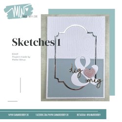Dies/skre stencils, Tr baggrund i A6 ramme, Made With Love 63406