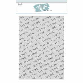 Dies/skre stencils, A6-baggund m/TILLYKKE perforeret diagonalt, Made With Love 63449
