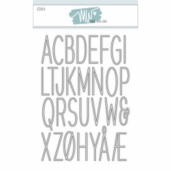 Dies/skre stencils, Dansk Alfabet, 3,2cm hje bogstaver, Made With Love 63454
