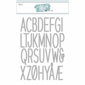 Dies/skre stencils, Dansk Alfabet, 3,2cm hje bogstaver, Made With Love 63454