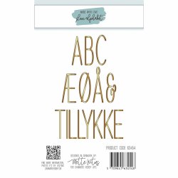 Dies/skre stencils, Dansk Alfabet, 3,2cm hje bogstaver, Made With Love 63454