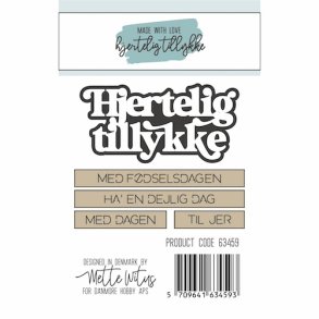 Dies/skre stencils, Hjertelig Tillykke & Fdselsdags tekster, Made With Love 63459