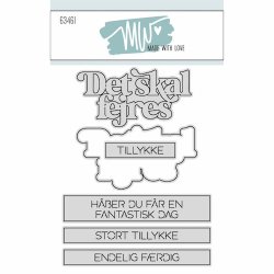 Dies/skre stencils, "Det skal fejres"&amp; "tillykke" tekster, Made With Love 63461