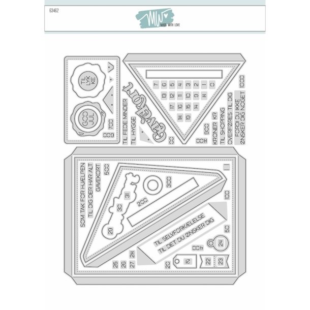 Dies/sk�re stencils, Kuvert-�ske, tekster &amp; pynt, Made With Love 63462