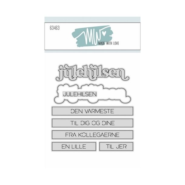 Dies/skre stencils, "Julehilsen" mm. tekster, Made With Love 63463
