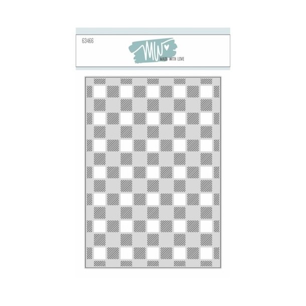 Dies/skre stencils, "Plaid baggrund" i A6 strrelse, Made With Love 63466