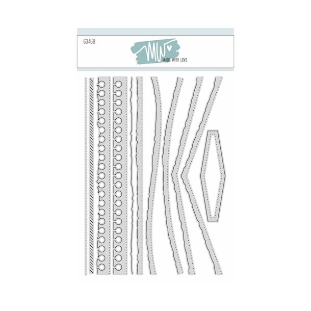 Dies/skre stencils, "Kanter" 15cm langer, 10 forskellige, Made With Love 63466