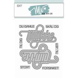 Dies/skre stencils, "Tillykke script" med mange tekster, Made With Love 63477