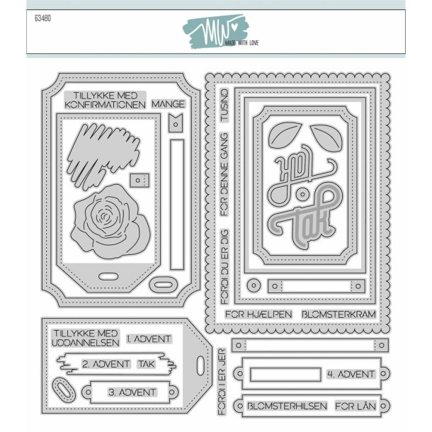 Dies/skre stencils, Stort Sketch-st no#14, Made With Love 63480