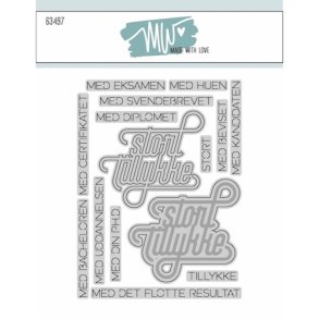 Dies/Sk�re stencils, Made With Love 63497; Tillykke tekster til f�rdig uddannede