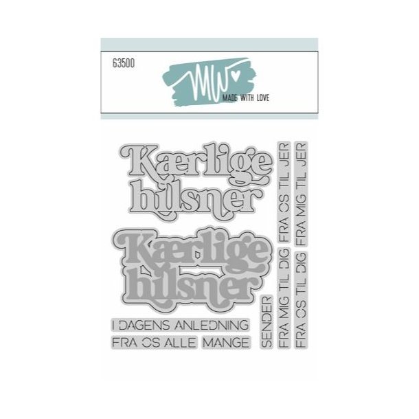 Dies/Sk�re stencils, Made With Love 63500; K�rlig Hilsen tekster