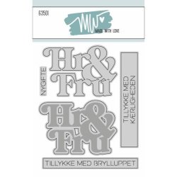 Dies/Sk�re stencils, Made With Love 63501; Hr &amp; Fru bryllupstekster
