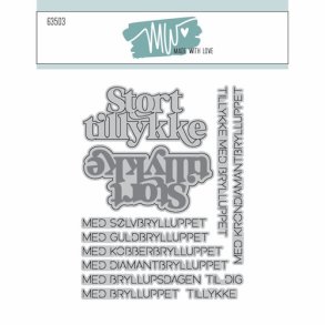 Dies/Sk�re stencils, Made With Love 63503; Stort tillykke & bryllupstekster