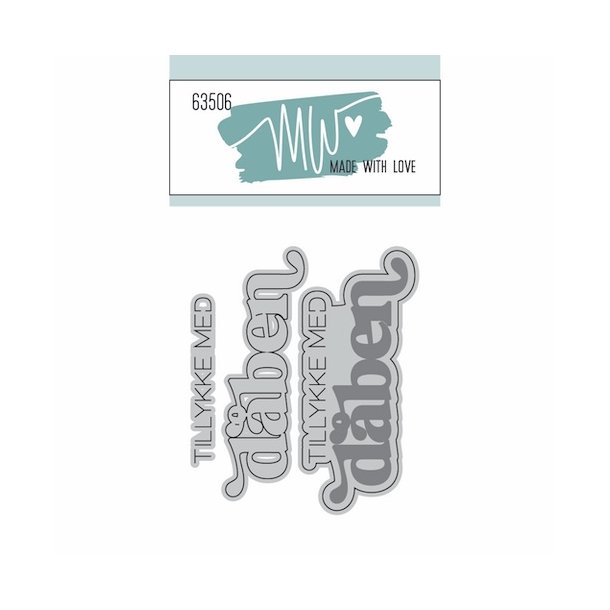 Dies/Sk�re stencils, Made With Love 63506; Tillykke med d�ben