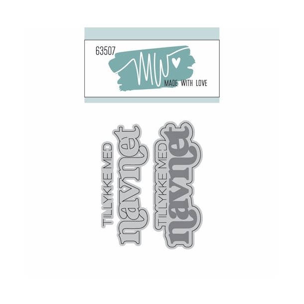 Dies/Sk�re stencils, Made With Love 63507; Tillykke med navnet