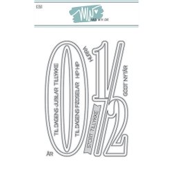 Dies/Sk�re stencils, Made With Love 63511; STORE tal ca. 12cm h�je, 0 (nul) &amp; � (en halv) &amp; en masse sm� tekster