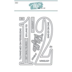 Dies/Sk�re stencils, Made With Love 63512; STORE tal ca. 12cm h�je, 1 (et) &amp; 2 (to) &amp; en masse sm� tekster