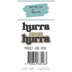 Dies/Sk�re stencils, Made With Love 63516; Hip Hip Hurra