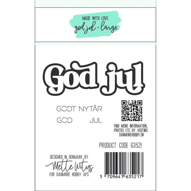 Dies/Sk�re stencils, Made With Love 63521; God Jul (i stor st�rrelse) og Godt Nyt�r