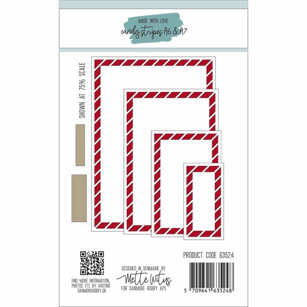 Dies/sk�re stencils, "Candy Stribes" rektangler, Made With Love 63524