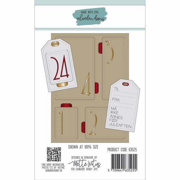 Dies/sk�re stencils, "Calender Doors" kalenderl�ger, Made With Love 63525