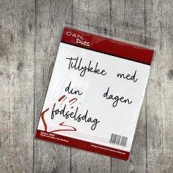 Dies/skre stencils, Dan-Dies 7900, "Tillykke med dagen / din fdselsdag"