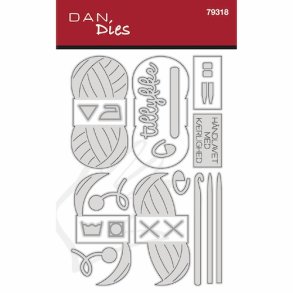 Die/sk�re stencil, Dan-Dies 79318; H�ndlavet med k�rlighed, garn, strikkepinde mm.