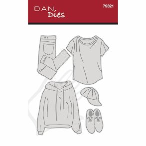 Die/sk�re stencil, Dan-Dies 79321; Tr�je, bukser, hoodie, kasket og sko