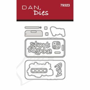 Die/sk�re stencil, Dan-Dies 79323; Lille mobiltelefon + tekster & tilbeh�r