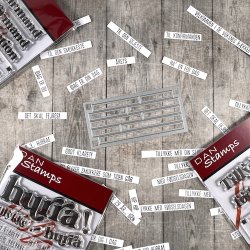 Dies/skre stencils, Dan-Dies 7934, die til DAN stamps "Hurtige tekster"