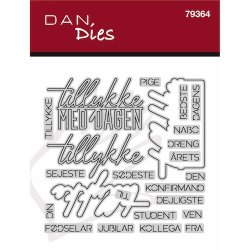 Die/sk�re stencil, Tekster; "Tillykke med dagen" &amp; mange flere, Dan dies 79364