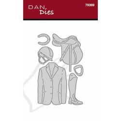 Die/sk�re stencil, Ride-udstyr; sadel, st�vler, jakke, hjelm, hestesko, Dan dies 79369