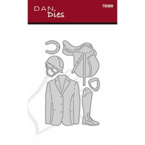 Die/sk�re stencil, Ride-udstyr; sadel, st�vler, jakke, hjelm, hestesko, Dan dies 79369