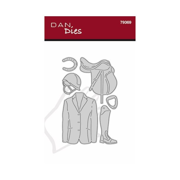 Die/sk�re stencil, Ride-udstyr; sadel, st�vler, jakke, hjelm, hestesko, Dan dies 79369