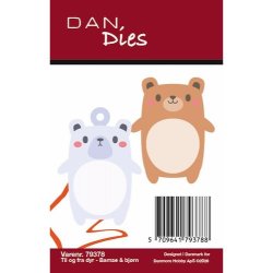 Die/sk�re stencil, Dan Dies 79378; Bamse &amp; bj�rn til pynt, oph�ng, til-og-fra