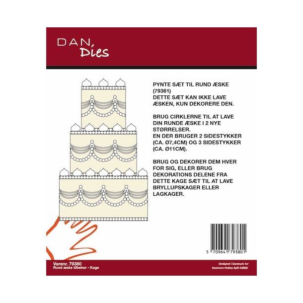 Die/sk�re stencil, Dan Dies 79380; Tilbeh�r til tromme �ske (79361) - Kage / Bryllupskage