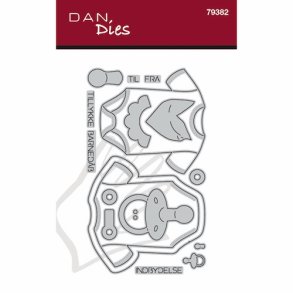 Die/sk�re stencil, Dan Dies 79382; Til-og-Fra baby body, oph�ng & pynt