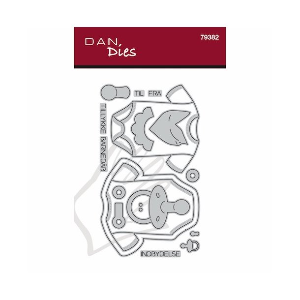 Die/sk�re stencil, Dan Dies 79382; Til-og-Fra baby body, oph�ng &amp; pynt