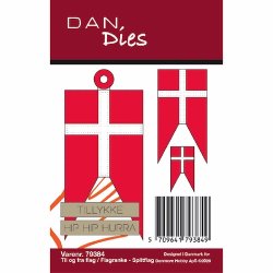 Die/sk�re stencil, Dan Dies 79384; Dannebrog som splitflag