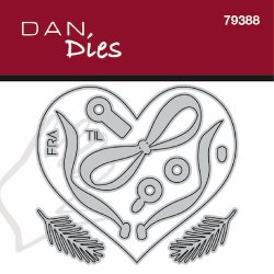 Die/sk�re stencil, Dan Dies 79388; Hjerte m/sl�jfe til oph�ng eller til-og-fra kort