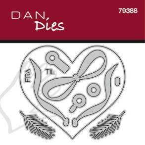 Die/sk�re stencil, Dan Dies 79388; Hjerte m/sl�jfe til oph�ng eller til-og-fra kort