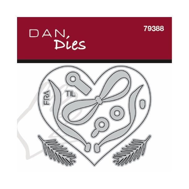 Die/sk�re stencil, Dan Dies 79388; Hjerte m/sl�jfe til oph�ng eller til-og-fra kort