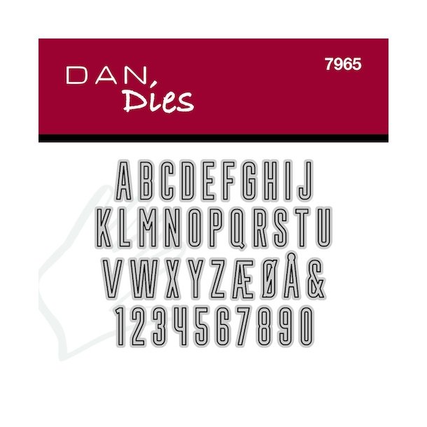 Die/skre stencil, Dan-Dies 7965; sm bogstaver a- &amp; tal 0-9