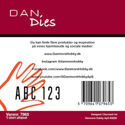 Die/skre stencil, Dan-Dies 7965; sm bogstaver a- &amp; tal 0-9